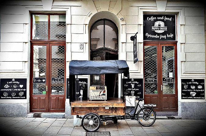 Café on bikes Papa Coffee in Pilsen