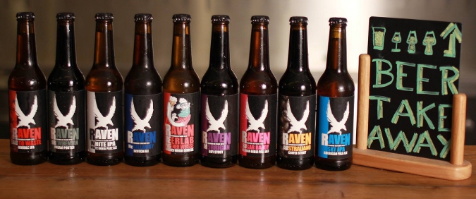 A selection of Craft beer from Raven Brewery in Pilsen