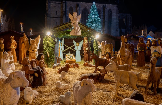 Wooden nativity scene in Pilsen.